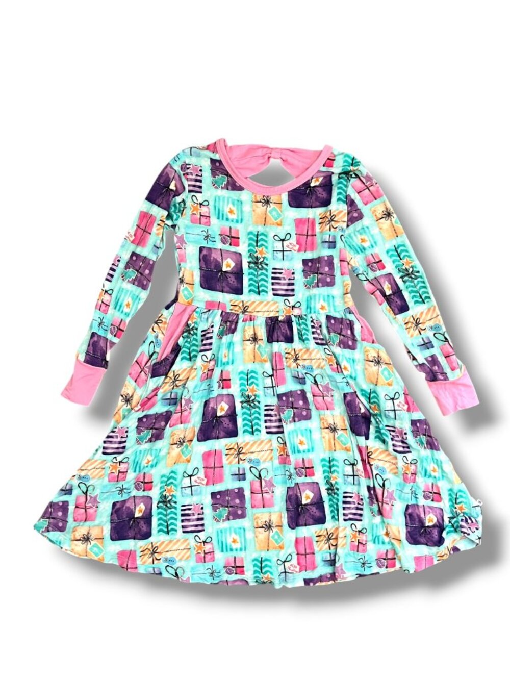Birdie Bean Long Sleeve Holiday Christmas Present Long Sleeve Twirl Dress Size 6